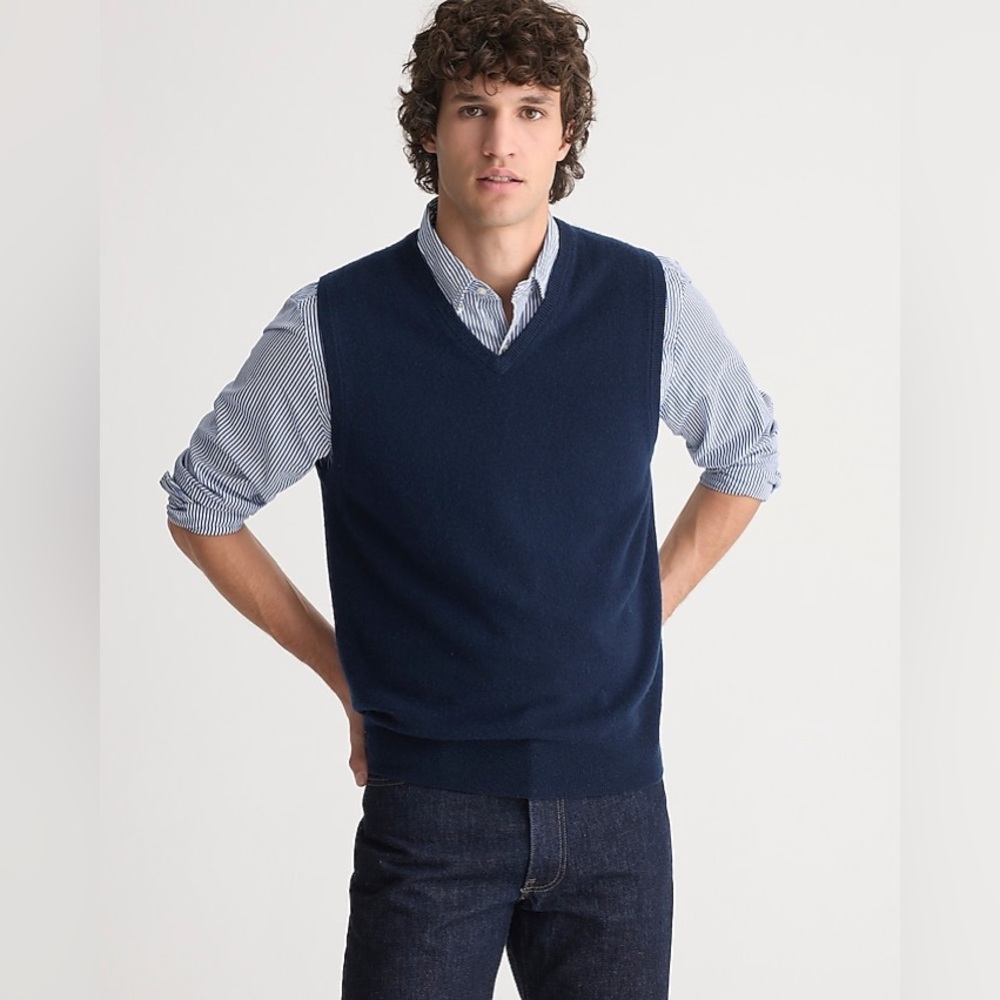 Raffi Men's Merino Wool Navy Pull‎ Over V- Neck Sweater Vest- Size XXL